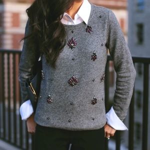 Loft Grey Embellished Sweater. M.